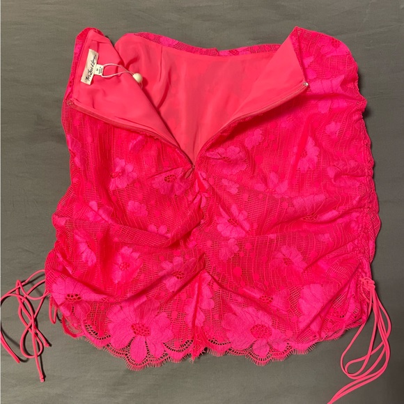 Sold ❤️NWT For Love & Lemons Avalon Neon Pink Mini Skirt - Picture 7 of 7